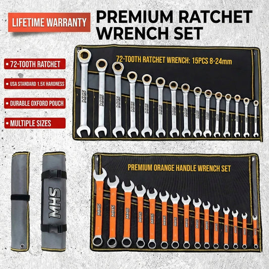 MHS Metric Combination Wrench Set – 10 & 15 Piece