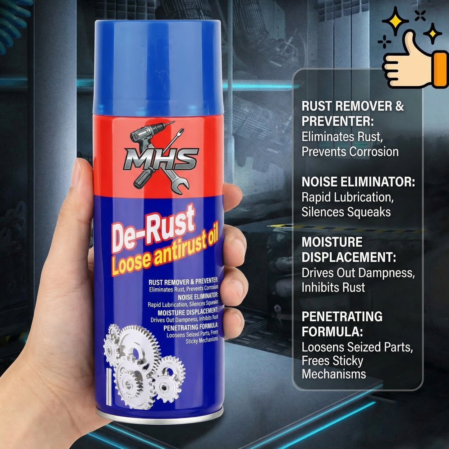 MHS Rust Penetrant Spray – Loosens Stuck Bolts & Removes Rust