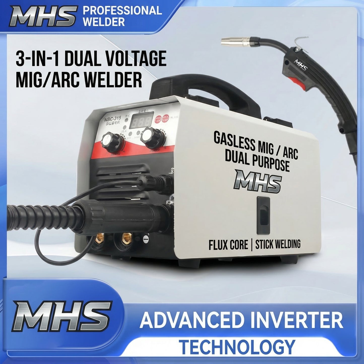 MHS NBC-315 Gasless MIG Welder Kit