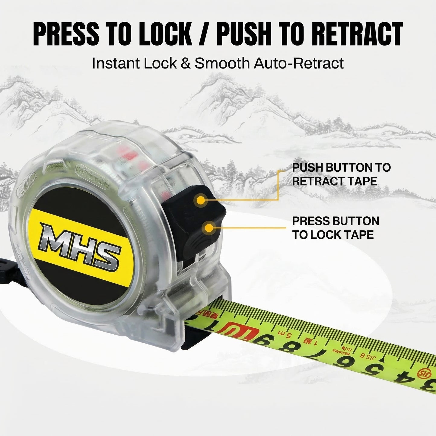 MHS 5m Transparent Tape Measure – 25mm Blade