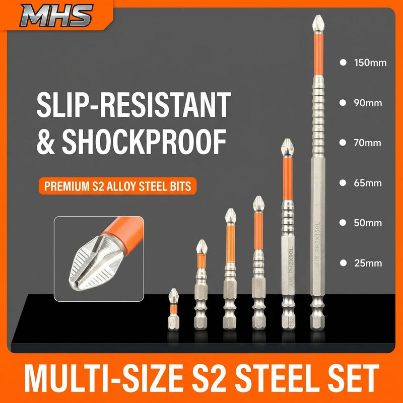 MHS Impact Rated Magnetic Phillips Screwdriver Bits – S2 Steel
