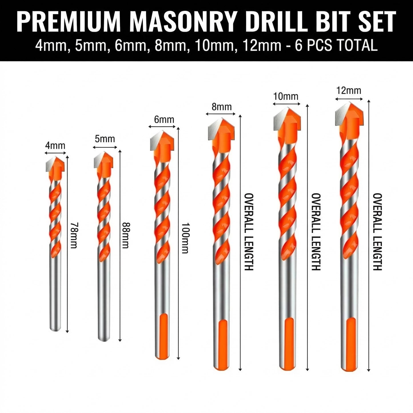 MHS 6-Piece Heavy-Duty Drill Bit Set