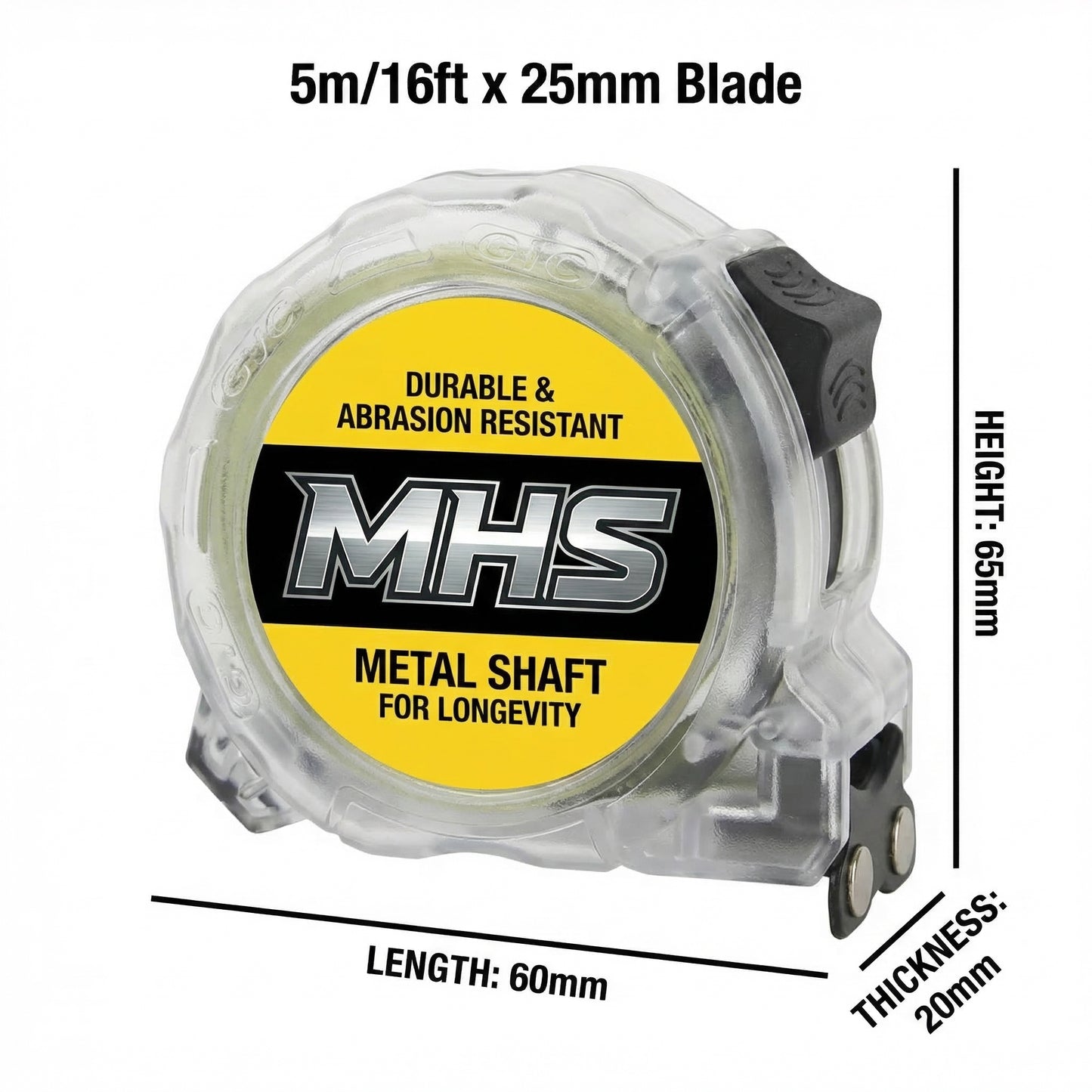 MHS 5m Transparent Tape Measure – 25mm Blade