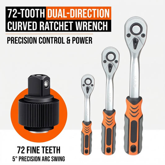 MHS 72-Tooth Ratchet Wrench (1/4", 3/8", 1/2" Drive)