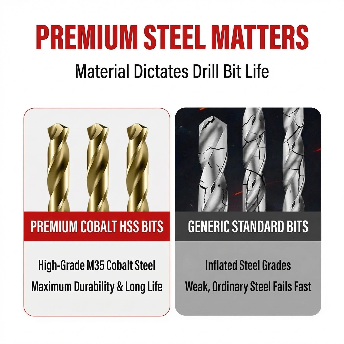MHS M35 Cobalt Steel Twist Drill Bit Set – 13 Pieces