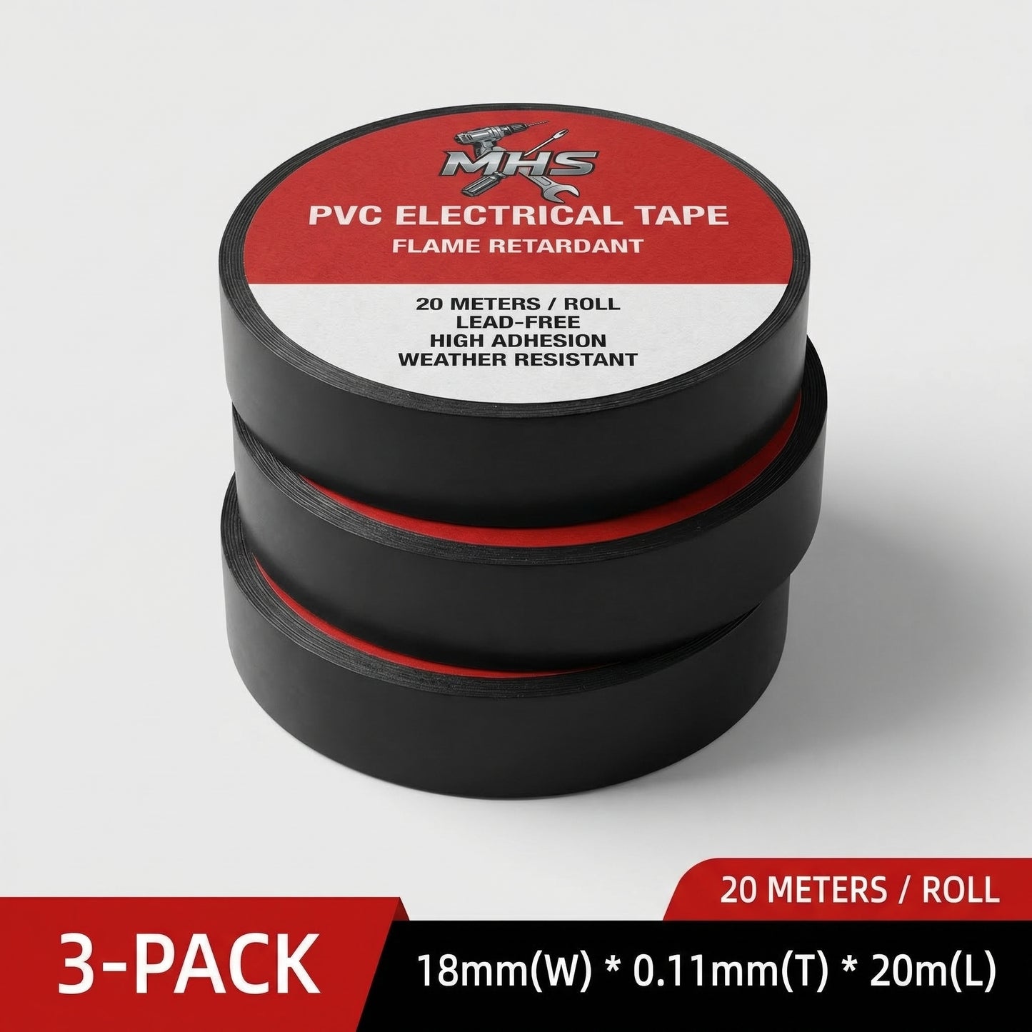MHS Flame-Retardant Electrical Tape – 20m (3 Pack)